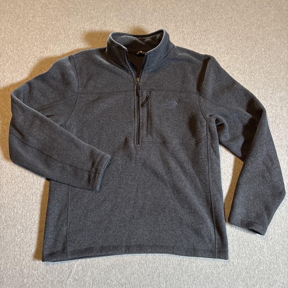 Mens Quarter Zip Pullover Fleece North Face Mens Sz L Blue Very‎ Good Cond.